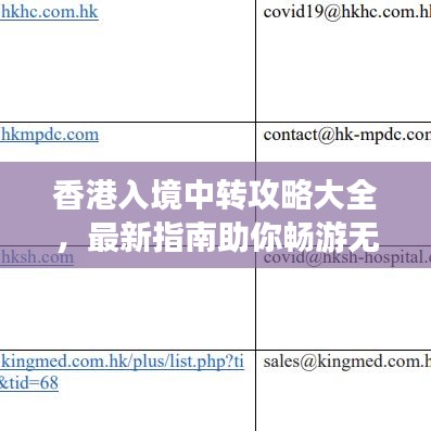 香港入境中转攻略大全，最新指南助你畅游无阻！